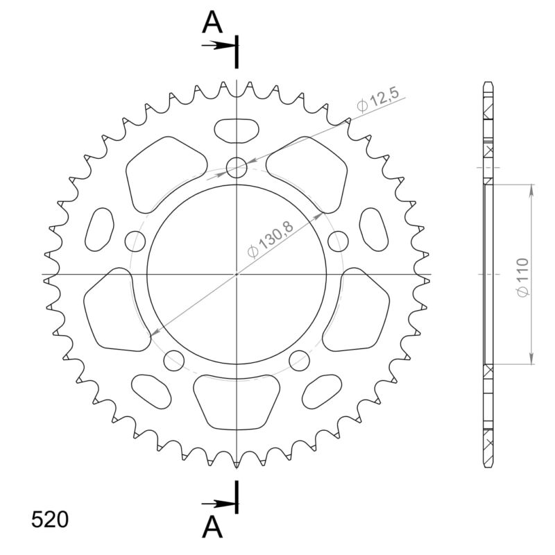 Couronne aluminium 45 dents BMW S1000 R / RR / XR (2012-2020) – Supersprox AJ701X45