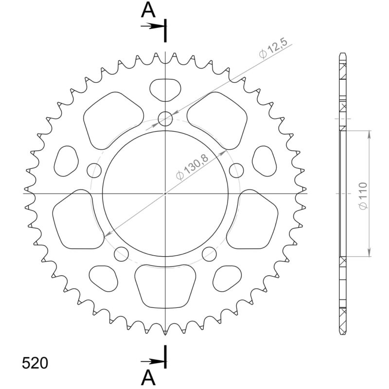 Couronne aluminium 47 dents – KTM / Husqvarna / Honda HM – Supersprox AJ701X47