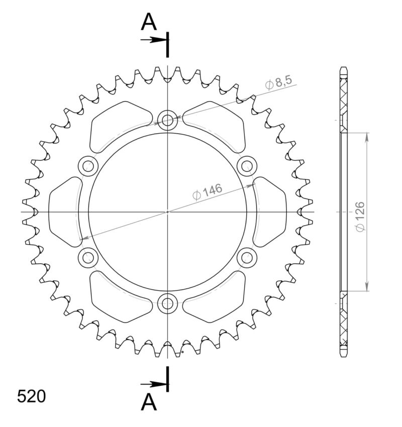 Couronne aluminium 44 dents – Suzuki DR-Z 400 / DR350 (1994-2009) – Supersprox AF203X44