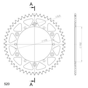 Couronne aluminium 51 dents Yamaha YZ125 YZ250 1989-1994 – Supersprox AD500X51