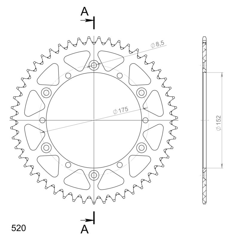 Couronne aluminium 51 dents Yamaha YZ125 YZ250 1989-1994 – Supersprox AD500X51