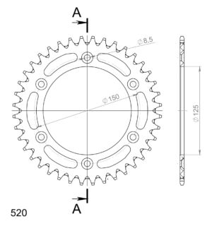 Couronne aluminium 40 dents KTM Duke / Supermoto / Husaberg FS650 SM (1997-2019) – Supersprox RAL-990:40-BLK