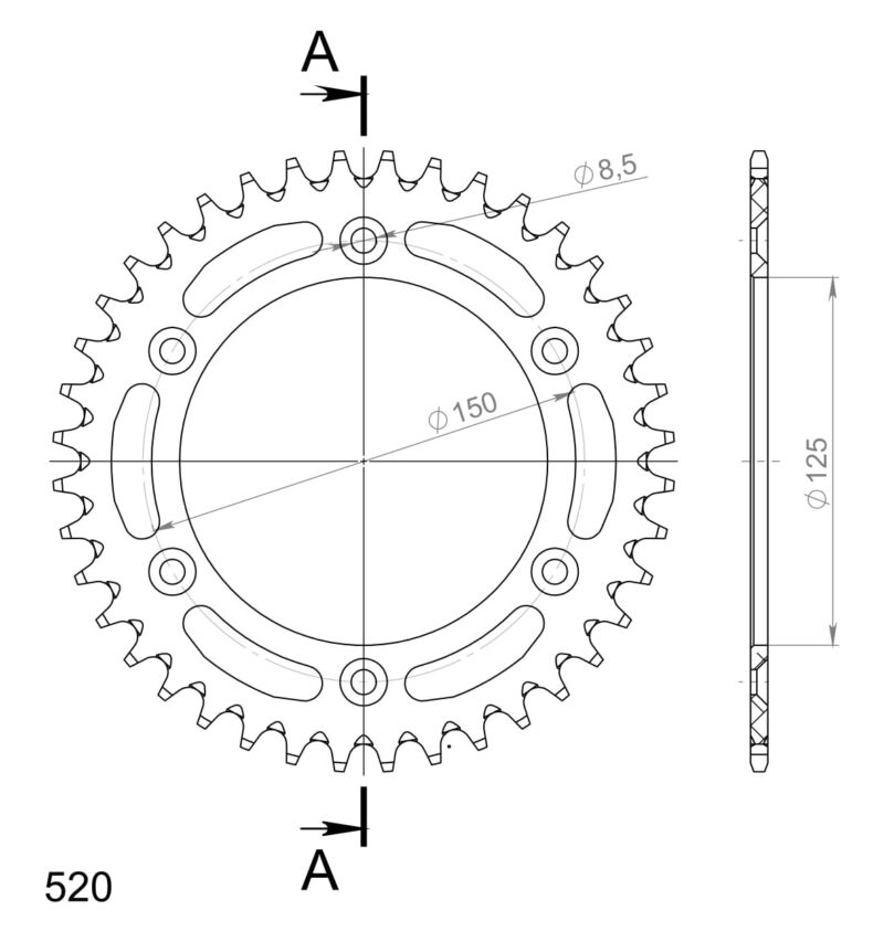 Couronne aluminium 40 dents KTM Duke / Supermoto / Husaberg FS650 SM (1997-2019) – Supersprox RAL-990:40-BLK
