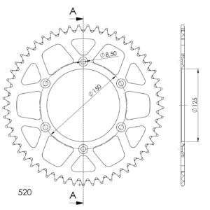 Couronne aluminium 54 dents pour – Supersprox AP304X54