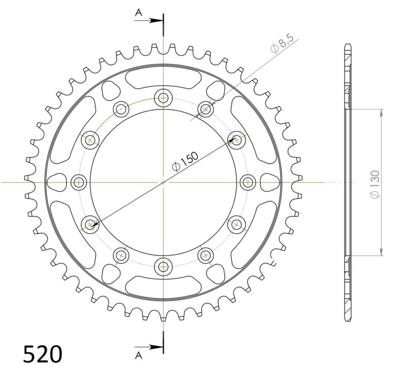 Couronne acier Pas 520 – 46 dents – Supersprox CA30446