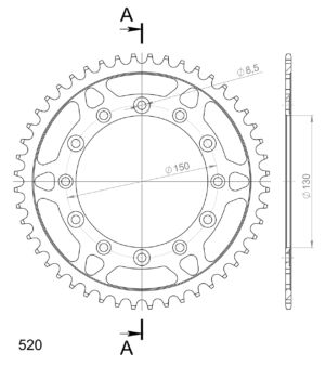 Couronne acier 520 48 dents Fantic XX 125 (2021-2024), Honda XR – Supersprox CA30448