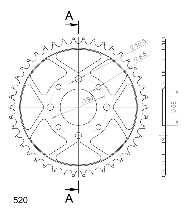 Couronne acier Pas 520 – 42 dents – Supersprox CA22142
