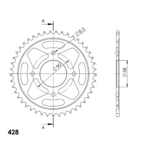 Couronne acier 45 dents Suzuki GSX-R 125 / GSX-S 125 (2017–2023) – Supersprox RFE-803:45-BLK