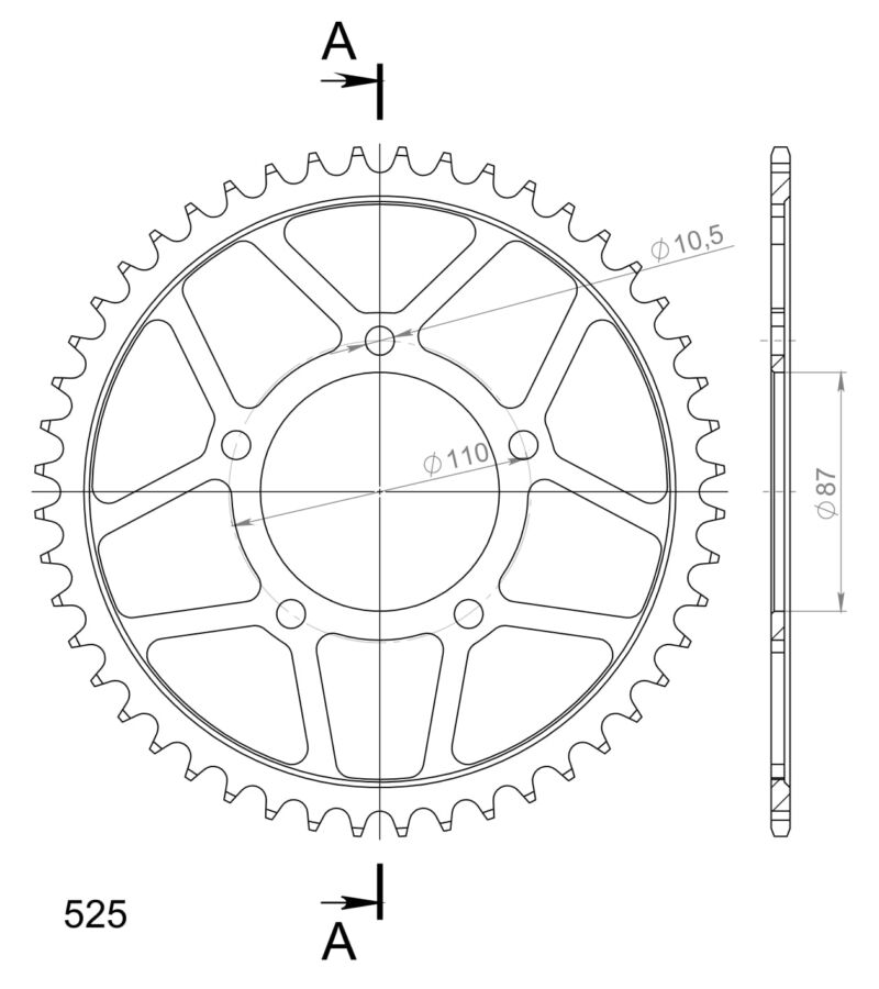 Couronne acier 48 dents Suzuki GSF650 Bandit & GSX650 F (2007-2015) – Supersprox CE40448