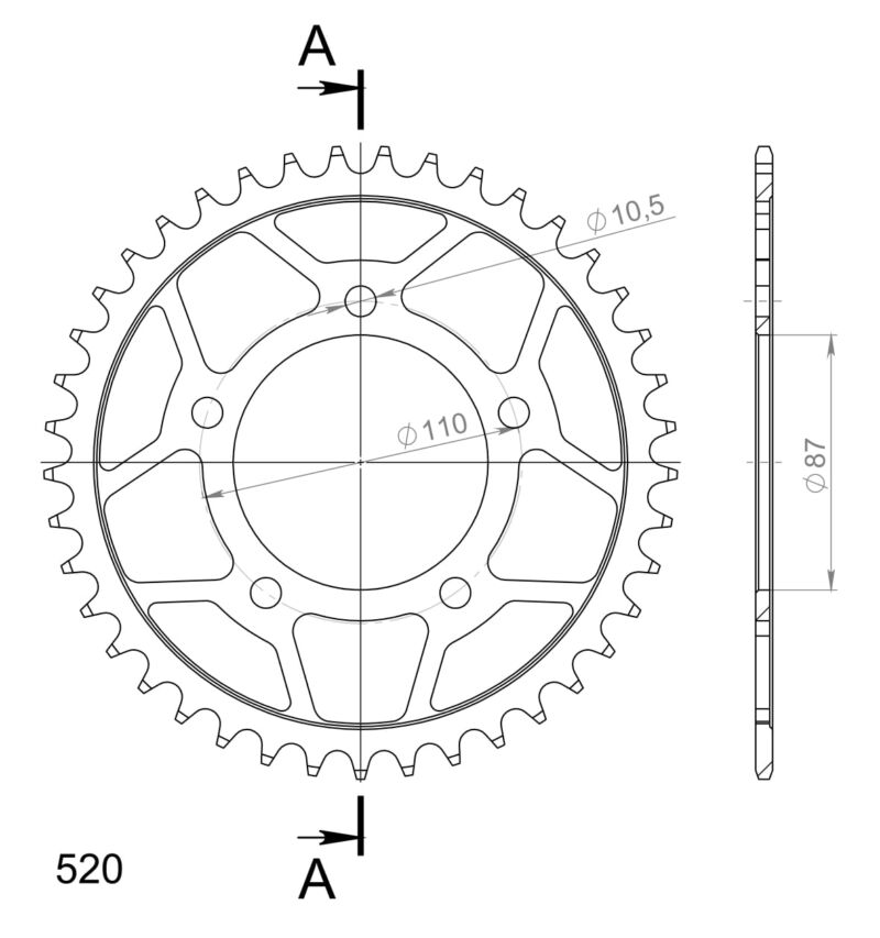Couronne acier pas 520 – 41 dents – Supersprox CE40541