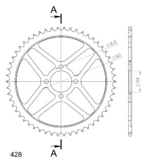 Couronne acier 54 dents Yamaha TT125 R 2000-2001 – Supersprox RFE-833-54-BLK