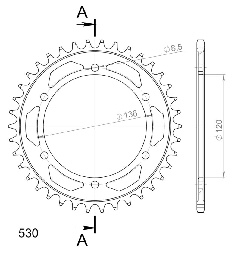 Couronne acier 530 Yamaha RD500 LC 1984-1987 – Supersprox CC50438