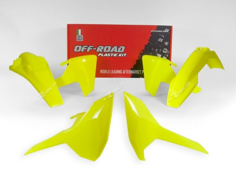 Kit plastique Husqvarna FE 250/350/450/501 – 2017 à 2019 – Jaune fluo – R’Tech