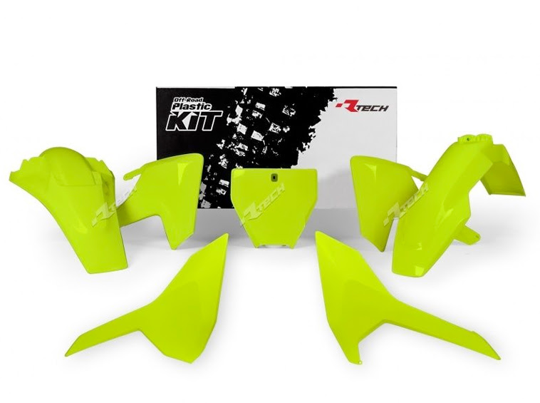 Kit plastique carénage Husqvarna FC 250 / FC 350 / FC 450 / FS 450 / TC 125 / TC 250 (2016–2018) – R’Tech Fluo Jaune