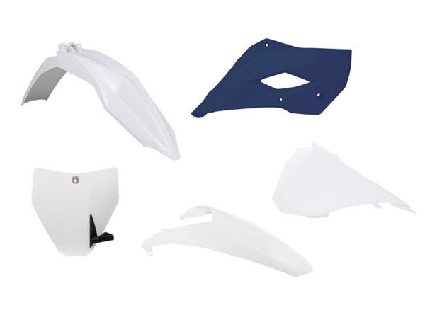 Kit plastique Husqvarna TC 85 2014–2017 (14/17, 16/19) – R'Tech 5 pièces blanc bleu
