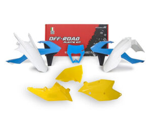 Kit plastique carénage moto tout-terrain Bleu Jaune Blanc – R’Tech RKITKTMCL0517