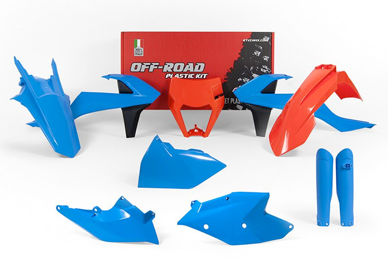 Kit plastique carénage Orange – Bleu clair R’Tech RKITKTMCL0528