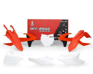 Kit plastique KTM SX85 (17/14, 19/16) 2018-2023 – R’Tech orange blanc noir – 6 pièces