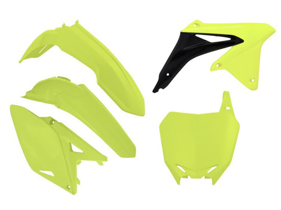Kit plastique Suzuki RM-Z 250 (2010–2018) – Jaune Fluo – R’Tech