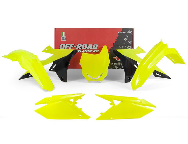 Kit plastique Suzuki RM-Z 250 / RM-Z 450 (2018-2023) – Jaune Neon Noir – R’Tech