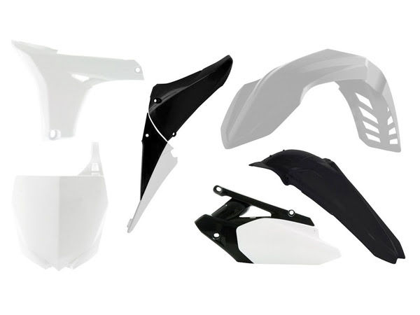 Kit plastique moto 6 pièces blanc-noir R’Tech RKITYZFBN1611 – Carénages polypropylène