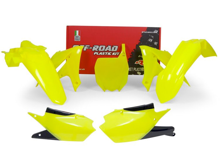 Kit plastique carénage Yamaha YZ250 F / YZ450 F 2018-2023 Jaune Néon R’Tech 5 pièces
