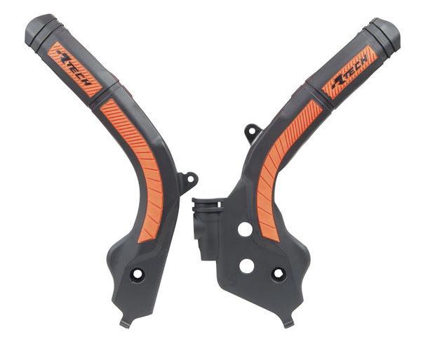 Protège cadre KTM EXC125/250/350/450/500 SX Enduro 2014-2019 – R’Tech bi-matière noir/orange