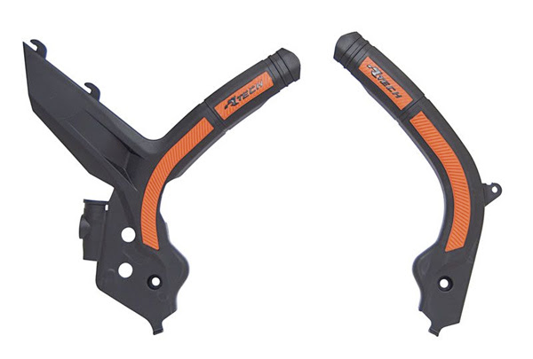 Protège cadre KTM EXC/SX 125-500 (2019-2023) – Bi-matière Noir/Orange – R’Tech
