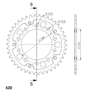 Couronne 16 dents Supersprox SPX Stealth -1303:42(1316) – Transmission hybride acier/aluminium