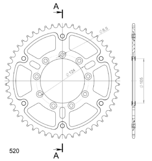 Couronne 52 dents pour modèles compatibles – Supersprox SPX Stealth 151:52-BLEU