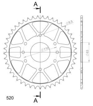 Couronne acier 45 dents Husqvarna 401 / KTM Duke RC 125-390 (2013-2023) – Supersprox CO30645