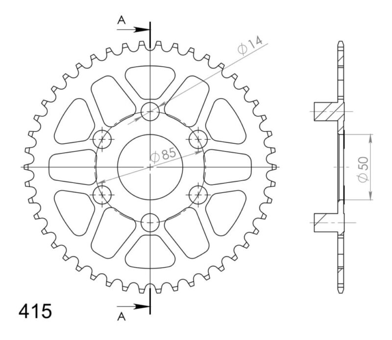 Couronne acier 46 dents – Aprilia Classic 50 GI / Red Rose 50 (1992-1998) – Supersprox CI10246