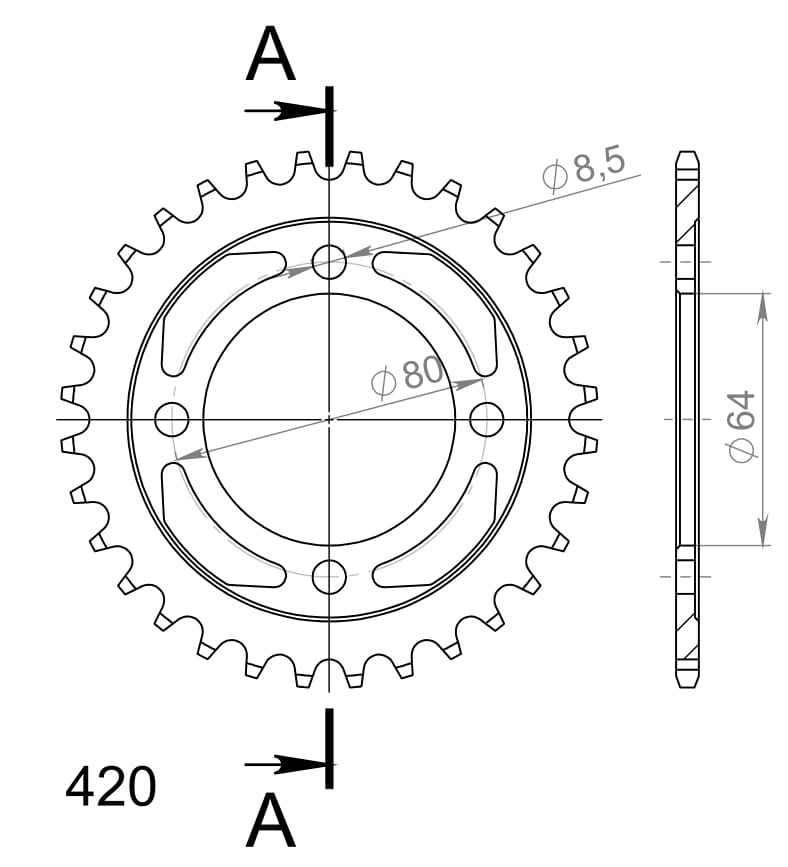 Couronne acier 32 dents Yamaha PW80 1983-2013 LB50 Chappy 1985 – Supersprox CC10132