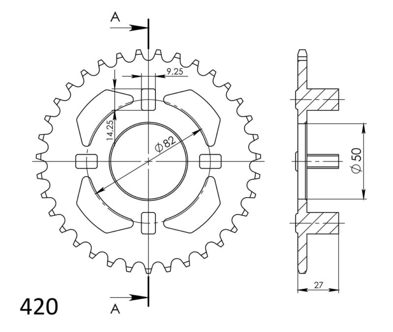 Couronne acier 420 – Honda CY80 1981-1985, ST70 DAX 1990-1993 – Supersprox CA10635