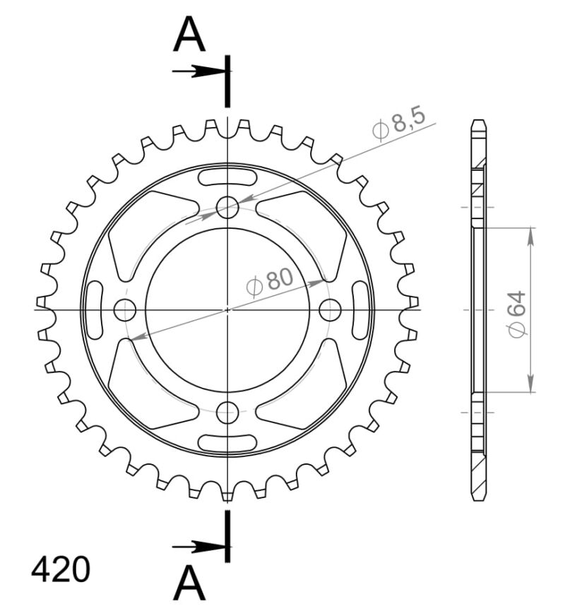 Couronne acier Yamaha TT90 R 2000-2003 – Supersprox CC10135 – Pas 420 – 35 dents