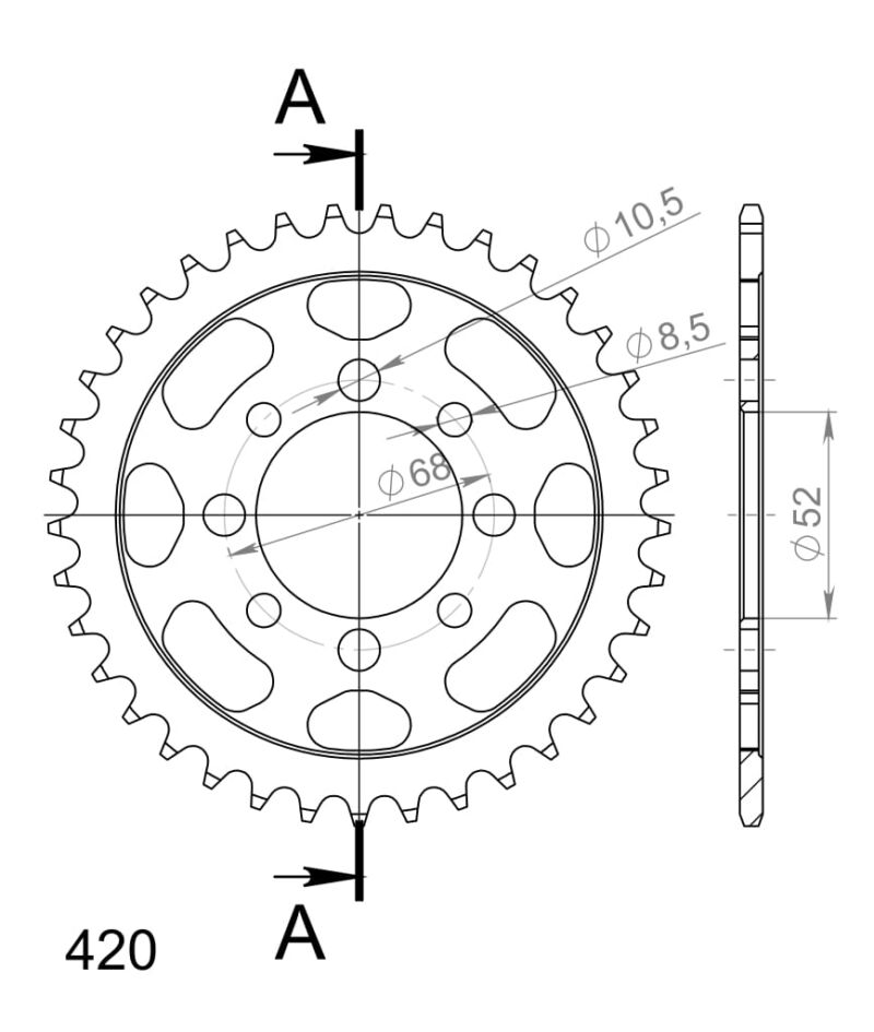 Couronne acier 420 – Kawasaki KLX110 2002 / Suzuki DRZ110 & LT50 1984-2007 – Supersprox CE10037