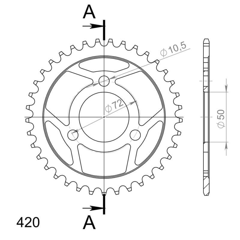 Couronne acier Pas 420 – 37 dents – Supersprox CA10037