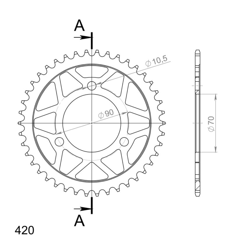 Couronne acier 42 dents – Honda MB80 / MTX50 / MTX80 (1980 à 1990) – Supersprox CA10342