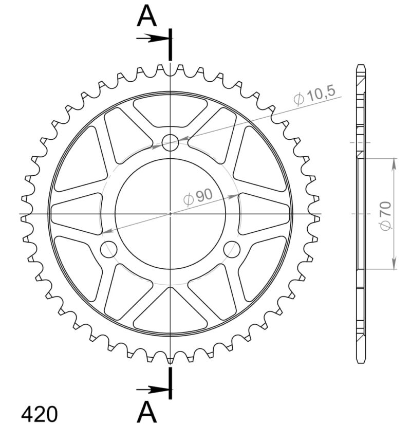 Couronne acier 45 dents – Honda MB50 / MT50 / MTX80 (1980–1988) – Supersprox CA10345