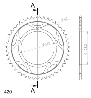 Couronne acier 47 dents Aprilia RS50 / Tuono 50 (1999–2012) – Supersprox CI10447
