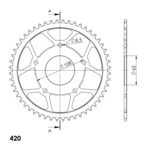 Couronne acier 52 dents Pas 420 Mash Fifty SM, Peugeot XR7, Rieju MRX – Supersprox CX12252