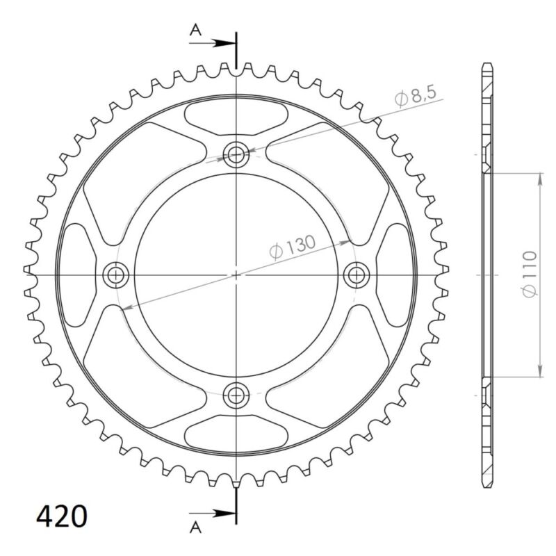 Couronne acier Pas 420 – Honda CR85-B 2005 à 2008 – Supersprox CA10455