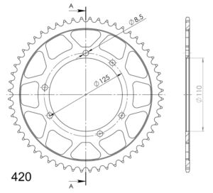 Couronne acier 56 dents Pas 420 Honda HM CRE50 / Sherco 50 (1998–2023) – Supersprox CO10456