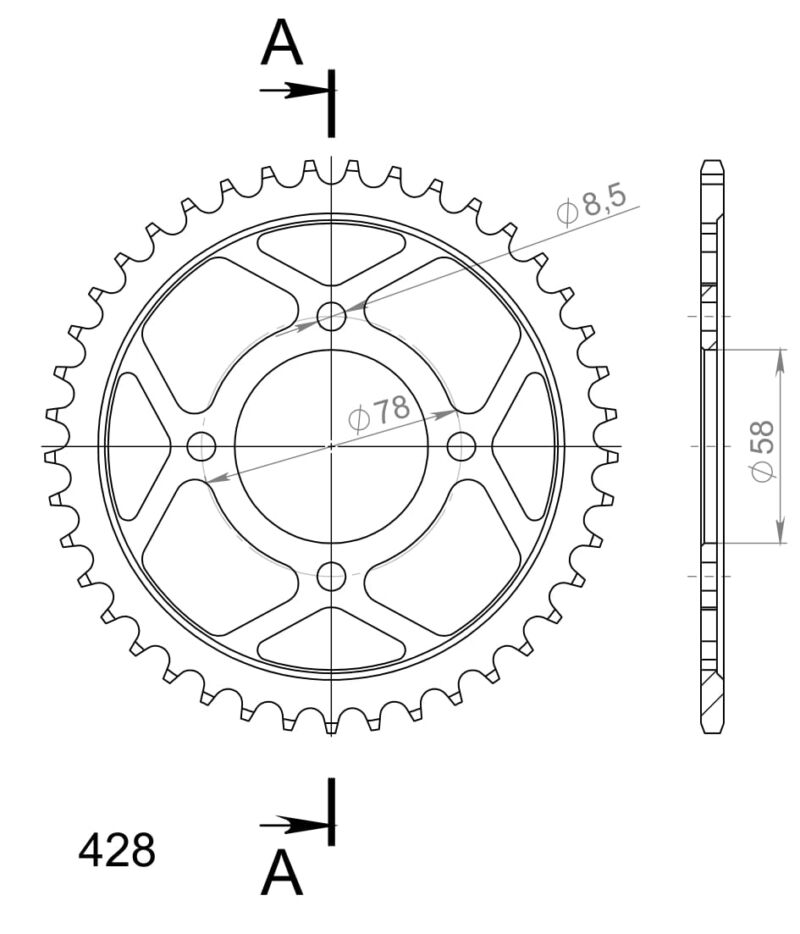 Couronne acier 41 dents Suzuki GN125, RG125, TU125 (1985-1999) – Supersprox CE20141