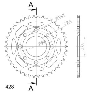 Couronne acier 428 – 42 dents pour Daelim 125 & Mash 125 (1996-2020) – Supersprox CA20142
