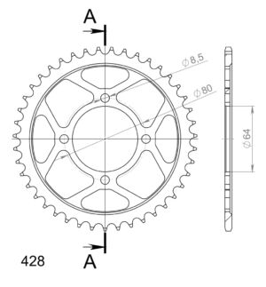 Couronne acier 43 dents Yamaha YBR125 Custom 2009 à 2015 – Supersprox CC20043