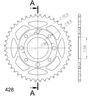 Couronne acier 44 dents Honda CBZ125 F 2001 – Supersprox CA20144