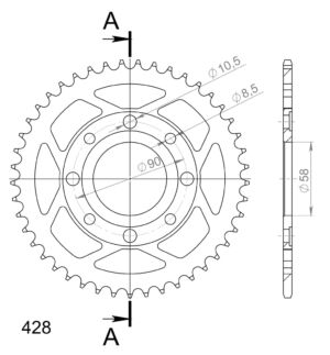 Couronne acier 45 dents Pas 428 Daelim 125 (2008-2016) – Supersprox CA20145