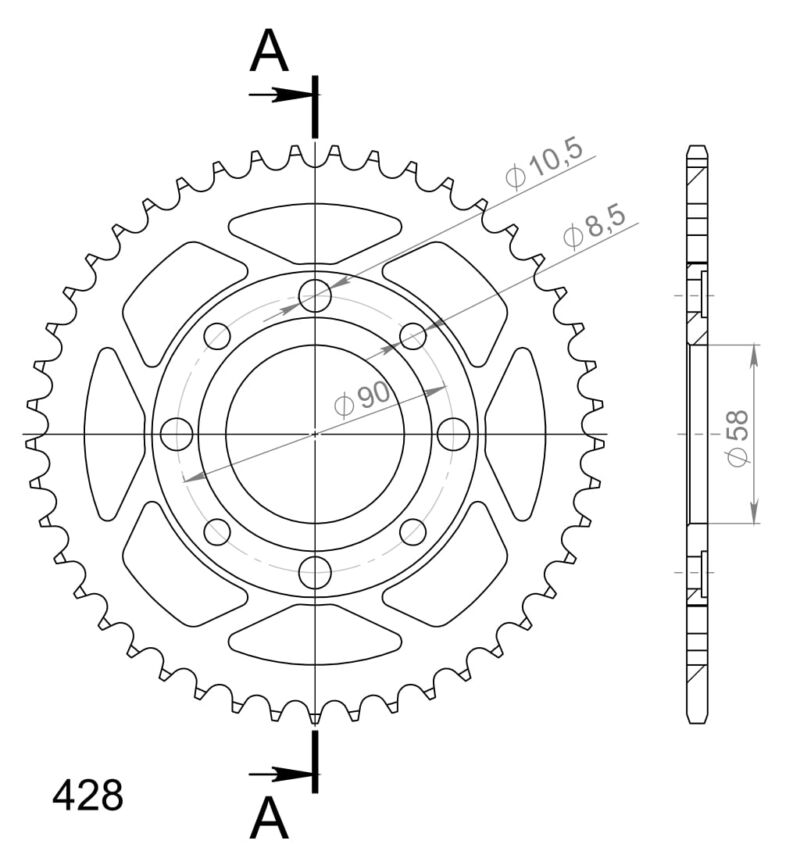 Couronne acier 45 dents Pas 428 Daelim 125 (2008-2016) – Supersprox CA20145