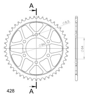 Couronne acier 47 dents Suzuki DR125 & TS125 (1973–1984) – Supersprox CE20047